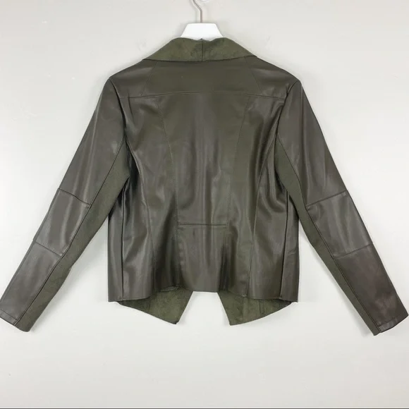 Bagatelle Open Front Green Faux Leather Jacket Size Medium - Picture 5 of 5